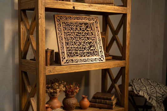 Durood e Ibrahimi Wooden Calligraphy Frame - Hand Carved Jali Work