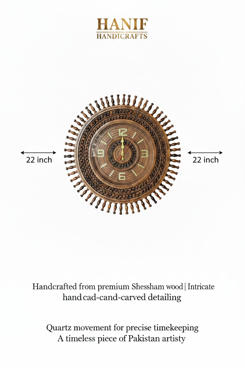 Handmade Royal Spindle Wheel Wooden Wall Clock
