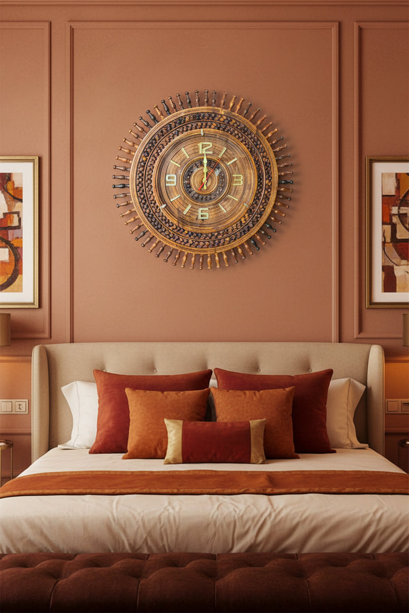 Handmade Royal Spindle Wheel Wooden Wall Clock